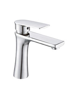 Buy Hot and cold bathroom sink mixer made of zinc alloy anti rust  chrome color  with 60 cm water hoses in Saudi Arabia