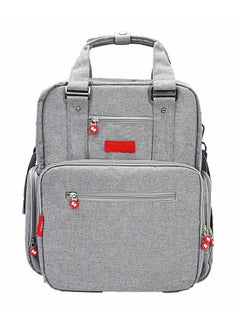 Buy Multi-functional waterproof baby diaper bag, with a strap for hanging and carrying, with a large storage space, gray color in Saudi Arabia
