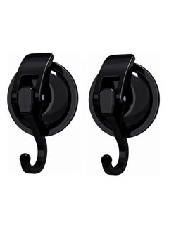 اشتري Suction Cup Hooks for Shower, 2 Pack Heavy Duty Vacuum Suction Shower Hooks, Waterproof Bathroom Towel Hooks for Hanging, No Punching Robe Hooks, Reusable Wreath Hanger, Black في السعودية