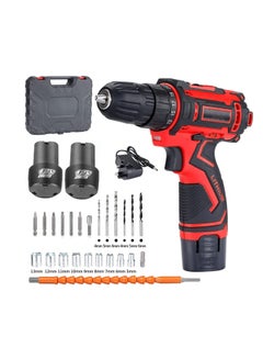Buy Cordless Drill Driver Kit 12V with 2*2000mAh Batteries, 1H Fast Charger, 25pcs Drill Set, 3/8 inch Chuck, 2 Variable Speed, 18+1 Torque Setting in Saudi Arabia