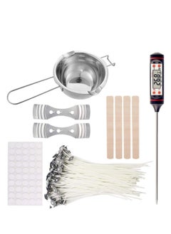 Buy Candle Wax Making Kit Supplies Includes Double Spouts Boiler Pot, 50Pcs Wicks, Wick Stickers, 1Pc Thermometer, 2Pc 3-Hole Wicks Holder and 4 Stirring Sticks in UAE