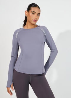 Buy Shoulder Dual Striped Thumbhole Detail Top in Saudi Arabia