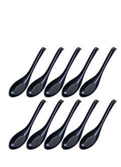 اشتري Soup Spoons Japanese Ramen Noodle Soup Spoons Chinese Won Ton Soup Spoon for Restaurants Home Hotel Food Shop Serving Spoons Chinese Won Ton Soup Spoon Asian Plain Style Black 10pcs في الامارات