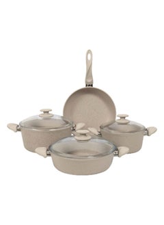 Buy Dara Casserole and Fry Pan Set, Beige & Clear - 26 cm in UAE