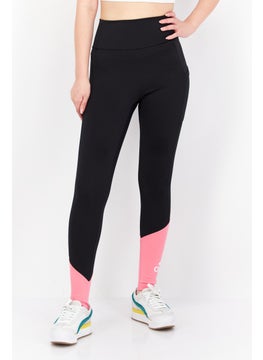 Buy Women Sport Fit Brand Logo Training Leggings, Black/Pink in UAE