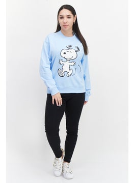 اشتري Women Crew Neck Long Sleeve Graphic Print Sweatshirt, Light Blue في الامارات