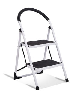 Buy 2 Step Ladder Folding Step Stool Steel Stepladders with Handgrip Anti-slip Sturdy and Wide Pedal Steel Ladder in UAE