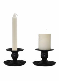 Buy Taper Candle Holder Set, Black Retro Iron Candle Stick Holder, Candlelight Stand for Pillar Candles, Candle Stands Decorative for Weddings, Parties and Home Décor (Pack of 2) in UAE