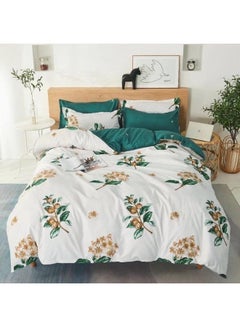 Buy Duvet Cover King Size 100% Long Staple Microfiber Cotton Duvet Covers 220x240 Floral Printing Cooling King Size Duvet Cover Set with Zipper Closure (1 Duvet Cover 1 Fitted Sheet & 4 Pillow Cover) in UAE