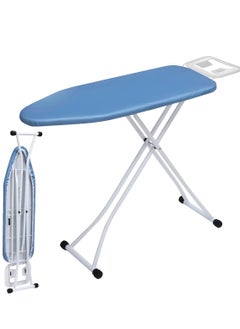 Buy Ironing Board (36x12 in) with Solid Iron Rest Holder (Metalized), 7 Height Adjustable Options, Foldable T-Leg and Non-Slip Feet, Anti-Collapse Child Locks in UAE