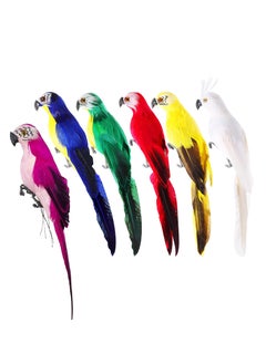 Buy Artificial Birds Fake Birds Pirate Parrot Feathered Birds Parrot Figure Decor for Craft Jungle Garden Home Ornament Decoration,  Pack of 6 Decorative Bird Prop (Parrot) in Saudi Arabia