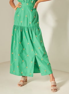 Buy 2Xtremz Embroidered Maxi Skirt with Semi-Elasticated Waistband in Saudi Arabia