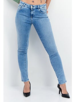 Buy Women Slim Fit Wash Stretchable Denim, Indigo in Saudi Arabia