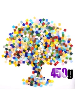 Buy 1 Pound Mosaic Tiles Mixed Color Mosaic Glass Pieces With Organizing Container Genuine Mosaic Tiles Glass Pieces Mosaic Perfect For Home Decoration Crafts Supply Panchromatic Square in UAE