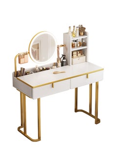 اشتري Dresser Desk Modern Bedroom  Vanities Table with LED Mirror and Dual Drawer Storage Make Up Dressing Table for Girls Women في السعودية