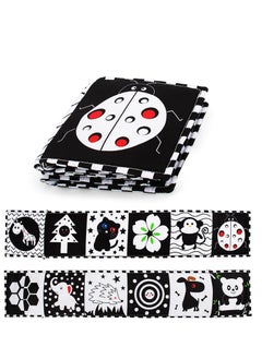 اشتري High Contrast Baby Cloth Book for Early Education, Infant Tummy time Mat, Three Dimensional Can Be Bitten and Tear Not Rotten Paper 0 3 Years Old Baby Toys Black and White في الامارات