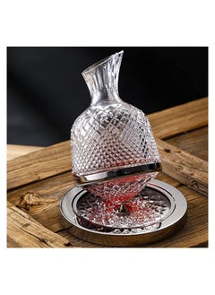 اشتري Spinning Decanter 360°Rotating, 1.2L Crystal Decanter Liquor Drinker, Glass Red Wine Decanter في الامارات