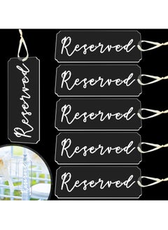 اشتري SYOSI 6 Pcs Reserved Signs for Wedding Chairs, Chair Placeholder Seating Signage Reserved Hanging Sign Acrylic Tag for Wedding Church Restaurant Office Party (White Lettering) في الامارات