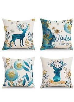 Buy 4-Piece Set Printed Linen Christmas Home Pillowcase in UAE