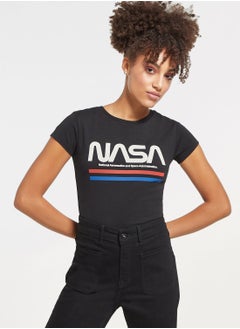 اشتري Crew Neck Nasa Printed  T-Shirt في الامارات