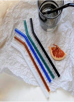 Buy Colorful Glass Straws Heat Resistant High Borosilicate Tea Juice Milk Coffee Straws (2 Pieces) in Egypt