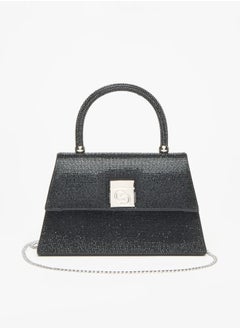 Buy Embellished Satchel Bag with Top Handle and Chain Strap in Saudi Arabia