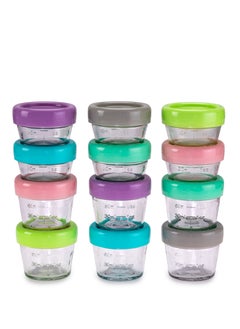 Buy Melii Glass Food Container (6 x 4oz + 6 x 2oz) - 12 Piece Set in Saudi Arabia