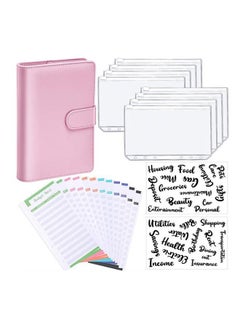 اشتري 23Pcs A6 PU Leather Notebook Binder Budget Planner, with with 8 PCS A6 Binder Pockets, 12 Expense Budget Sheets, 2 Sheets Sticker Label (Black) في الامارات
