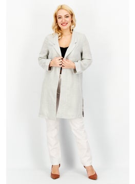 اشتري Women Regular Fit Textured Blazers, Grey في الامارات