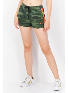 اشتري Women Camouflage Drawstring Basic Short, Olive Combo في الامارات