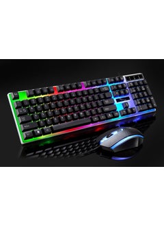 اشتري Chasing Leopard G21 Wired usb Luminous Keyboard Mouse Set Computer Mechanical Feel Backlit Keyboard Mouse One Piece Kit Black في السعودية