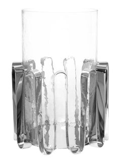 Buy Swirl Pillar Candle Holder, Clear & Nickel – 15x27 cm in UAE