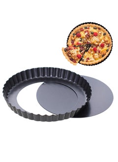 اشتري Quiche Pan, 8.7 Inch with Removable Bottom Fluted Tart Pan, Mini Tart Tins for Baking, Nonstick Round Tart Pie Pan, Pie Dish for Mousse Cakes, Kitchen Reusable Baking Tools (8 Inch) في السعودية