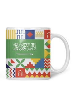 Buy Ceramic mug with the “Saudi flag” design printed in white in Saudi Arabia