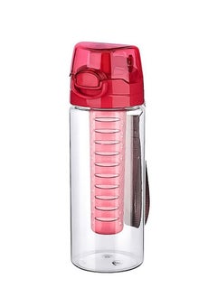 Buy Fruit Infuser Water Bottle with Full Length Infusion Rod and Flip Lid Portable Juice Bottle (Red, 500ml) in UAE