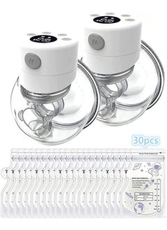 Buy 2pcs Electric Wearable Breast Pump+30 Pcs Breastmilk Storage Bags, S12 Hands Free Breast Pump, 2 Mode & 9 Levels Pumping Comfortable,Spill-Proof Ultra-Quiet Pain Free(2, normal size) in UAE