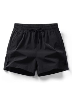 اشتري 2024 Mens Summer Ice Silk Casual Shorts Elastic Running Black في السعودية