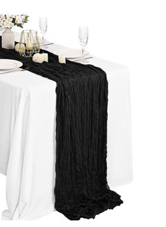 Buy Cheesecloth Table Runner, 10Ft x 35" Rustic Gauze Boho Wedding Table Runner Decoration, Vintage Table Centerpieces, Table Cloth, for Wedding Reception Bridal Shower Birthday (1 Pack Classic Black) in Saudi Arabia