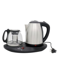 Buy Classical 1.8L electric kettle stainless steel jug electric tea pot set household glass 2 in 1 tea kettle set with tray in UAE