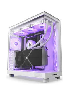 اشتري NZXT H6 Flow RGB Compact Dual-Chamber Airflow Mid-Tower ATX Case, Panoramic Glass Panels, Up to 360 mm Radiator & 3x 120mm RGB Fans, USB-C 3.2 / USB-A 3.2, White في الامارات