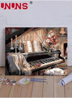 اشتري DIY Painting By Numbers,Oil Painting Kit On Canvas With Paint Frame And Acrylic Pigment,40x50cm,Piano Performance في الامارات