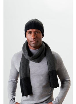 Buy Men Knitted Scarf 180 x 30 cm, Black/Grey in UAE