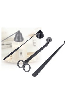 اشتري 3 in 1 Candle Wick Trimmer Set Candle Tool Accessories with Wick Trimmer Wick Dipper Candle Snuffer Extinguisher to Safe Extinguish Candlelights for Candle Lovers (Black) في الامارات