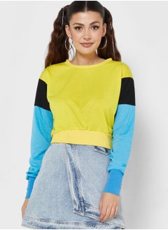 Buy Colorblock Cropped Sweatshirt in Saudi Arabia