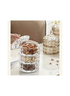 Buy Bonbonniere With Lid For Dessert And Chocolate, 3 layers Glass Jewelry Storage Jar Elegant Transparent Sugar Coffee Can Crystal Container Organizer Glass Container Candy and Nut Serving Container in Egypt