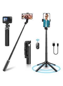 Buy Selfie Stick 80cm Length Tripod Quadrapod, Extendable Selfie Stick phone Tripod Quadrapod with Bluetooth Wireless Remote Phone Holder in UAE