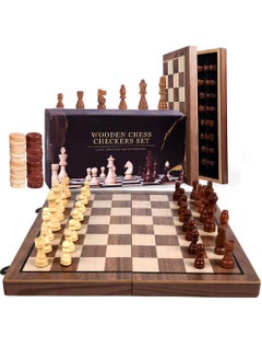 Buy Chess Sets,15 Inch Magnetic Wooden Chess Set, Board Game for Adults and Kids, with 24 Cherkers Pieces Extra & 2 Extra Queens,Portable Travel Chess Board Game Sets (39×39cm) in Saudi Arabia