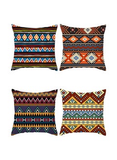 Buy 4 Pcs Cushion CoverIndian Ethnic Persian Pattern Decorative Vintage Pillow Case Turkish Middle Eastern Style Linen Sofa Bohemian Decor Throw Garden Chair Cushion Cover in UAE