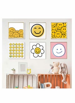 اشتري Wall Art Canvas Prints Painting, 6 Pcs Kids Room Decor Set, Happy Smiley Drawing Picture Posters for Office Home Living Room Boys Girls Bedroom, Nursery Decorations Baby Gifts 12x12", Unframed في الامارات