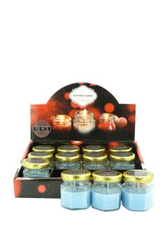 Buy Scented Glass Mini Jar Candles (Set of 12 PCS) Handmade with Fragrance - Blue in UAE